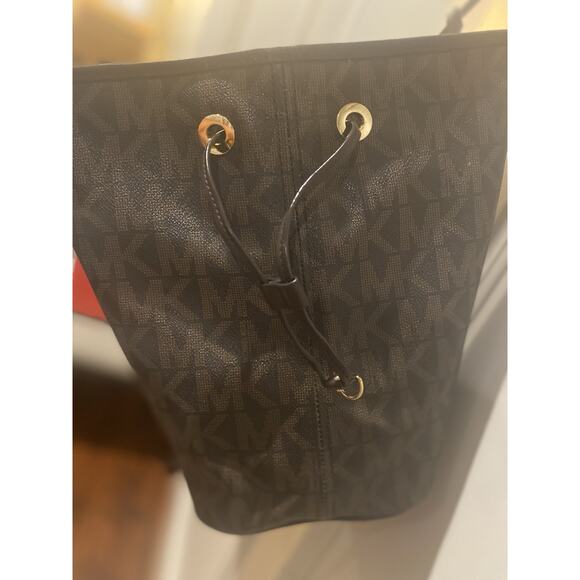 MICHAEL KORS Reversible Brown Monogram Snake-print Tote Shoulder Bag Purse Fall - Picture 5 of 14